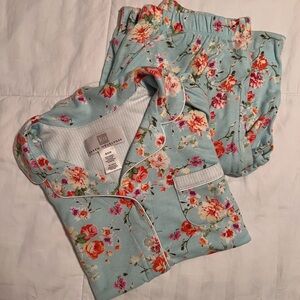 ☀️ Karen Neuburger Floral Pajama Set - Small. Light Blue and Pink